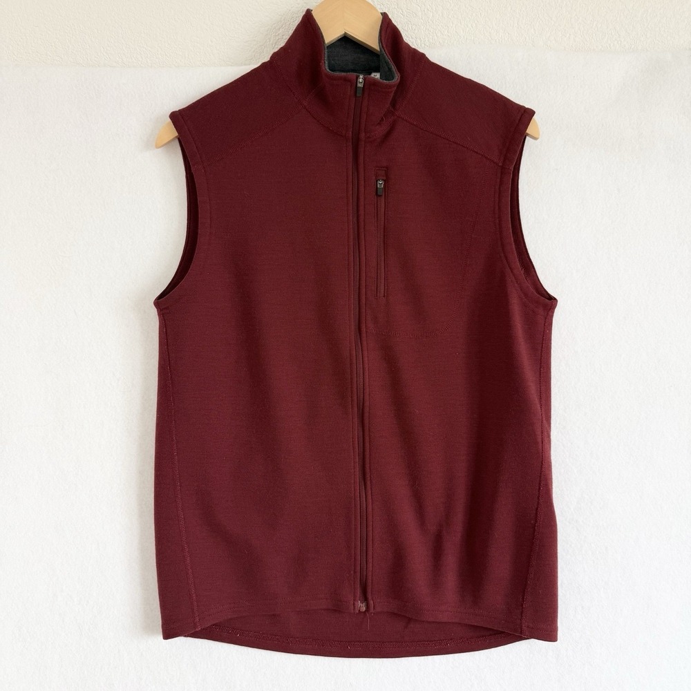 Ibex Womens Shak Full Zip Merino Wool Vest M Red Made In USA Outdoor